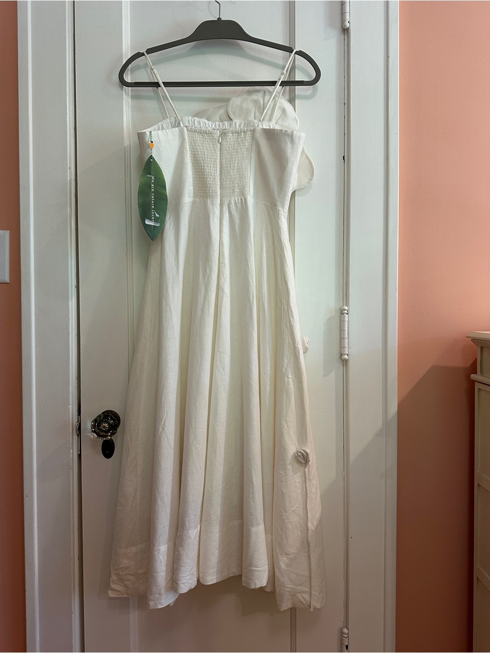 FARM Rio Cream Floral Appliqué Midi Dress with Spaghetti Straps NWT - Picture 10 of 12